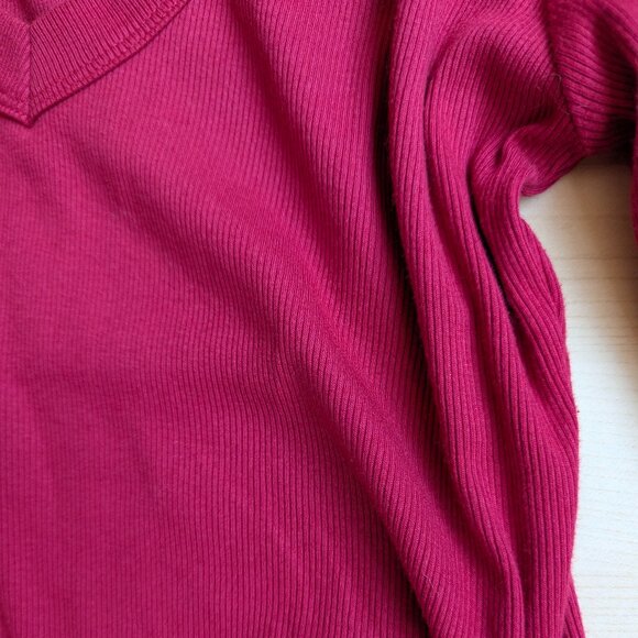 Michael Stars Made in USA Red Nova Cotton Modal Bodycon Midi Dress Long Sleeve - Picture 6 of 13